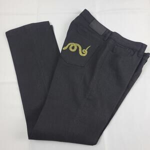 LRL Ralph Lauren Jeans Co Straight Denim Jeans Women's Black 8P Gold Snake